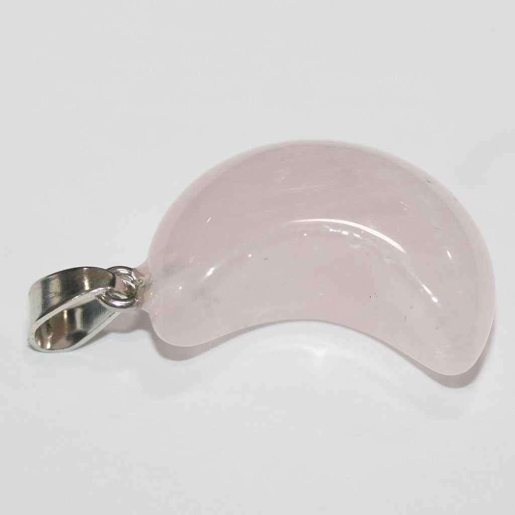 Pendentif Lune en Quartz Rose 25x18mm.