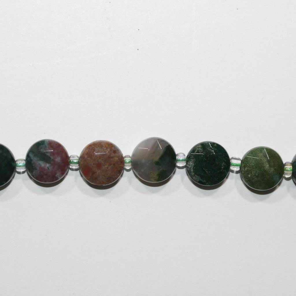14" St Indian Agate Faceted Coin Beads 10mm.-Strand 37cm.-Item.14757