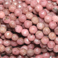 Cuentas redondas facetadas de rodonita de 4 mm (16") - Hilo de 40 cm