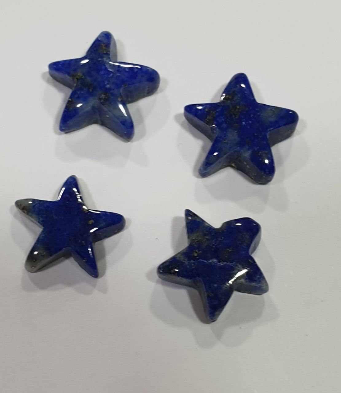Lote de 4 cabujones de lapislázuli estrella de 9-10 mm - Lote de piedras preciosas - Piedra natural