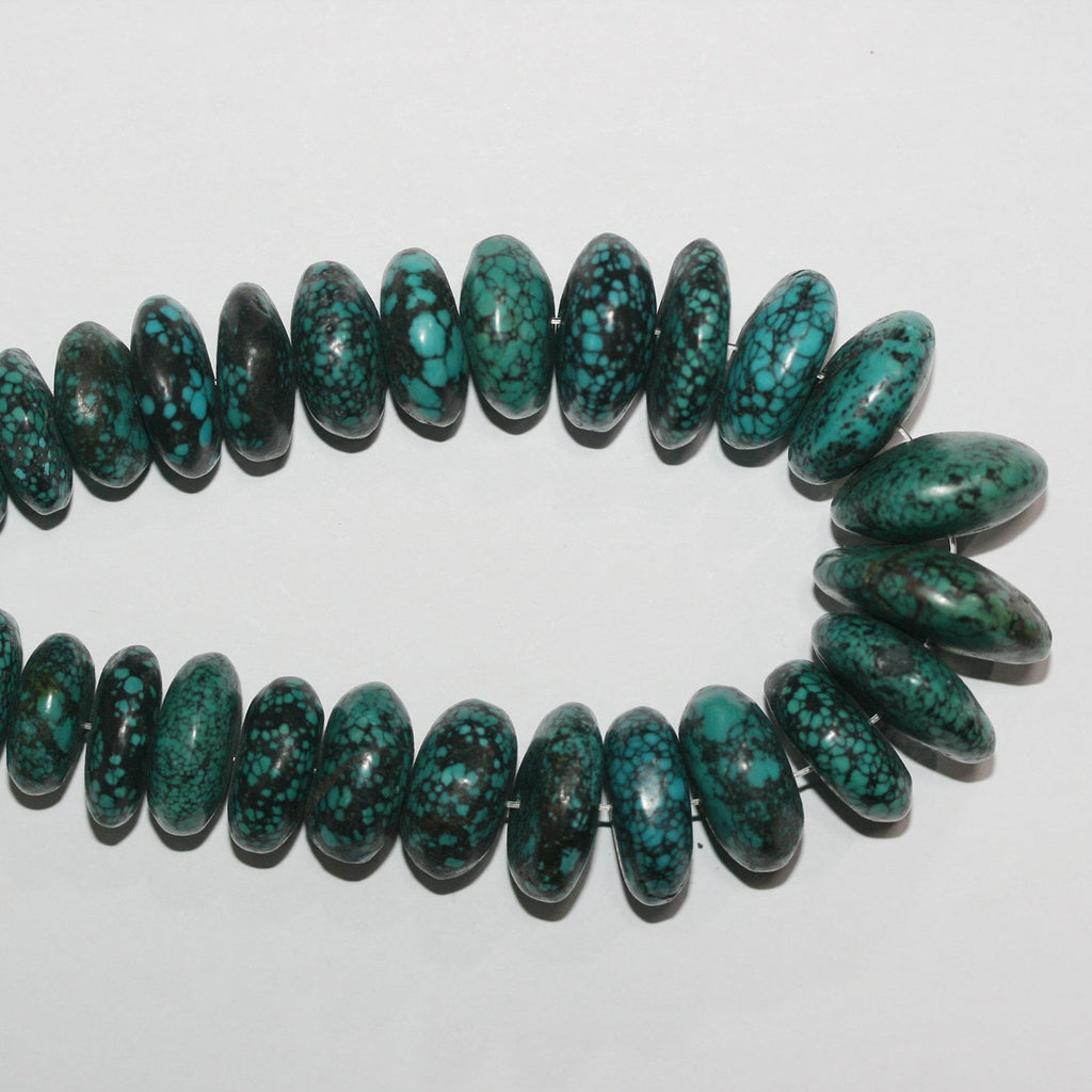 Cuentas redondas lisas de turquesa de 16" (10 x 6-22 x 9 mm) graduadas. Aprox. - Hilo de 40 cm.