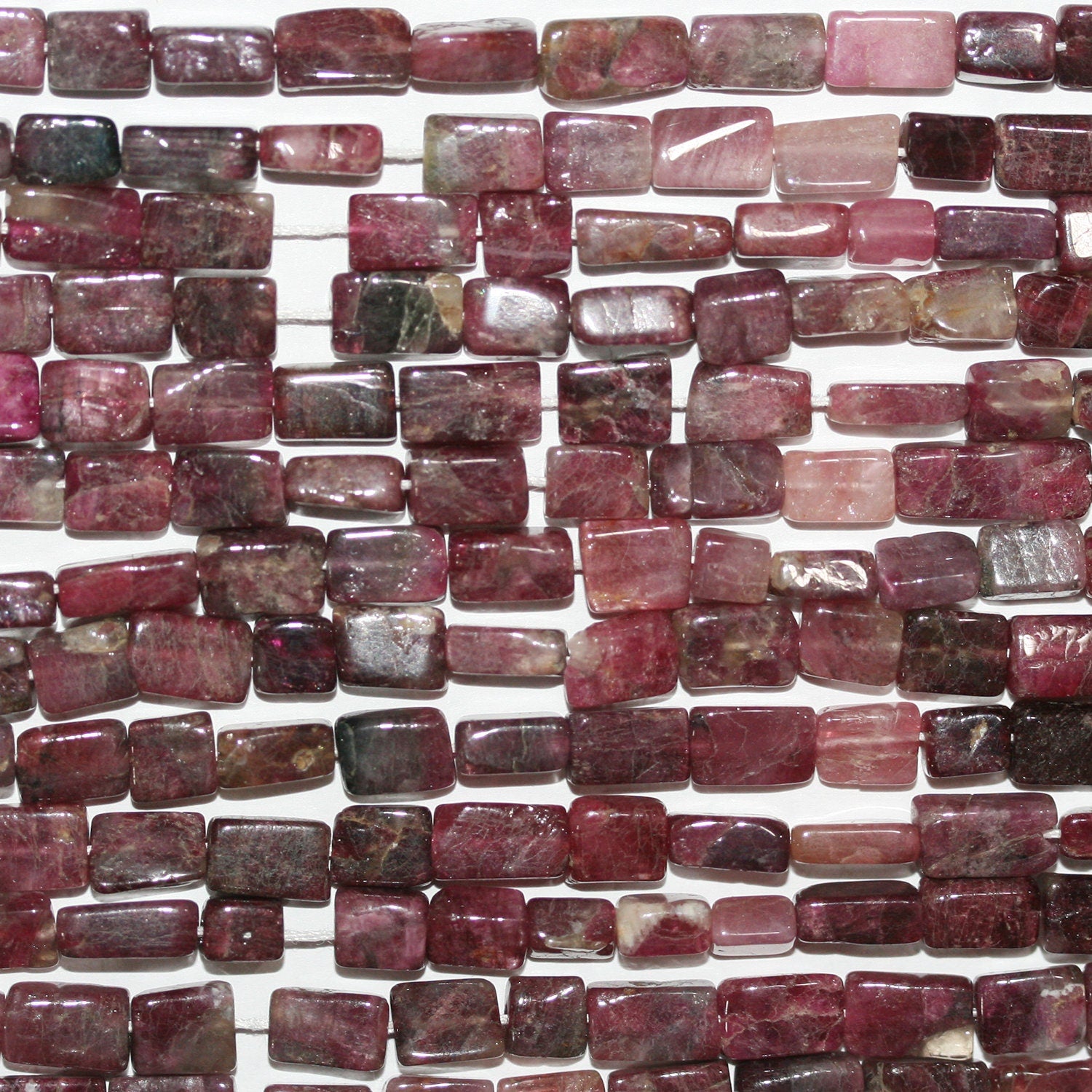 13" St Pink Tourmaline Smooth Brick Prism Beads 7x5mm.Approx.-Strand 33cm.