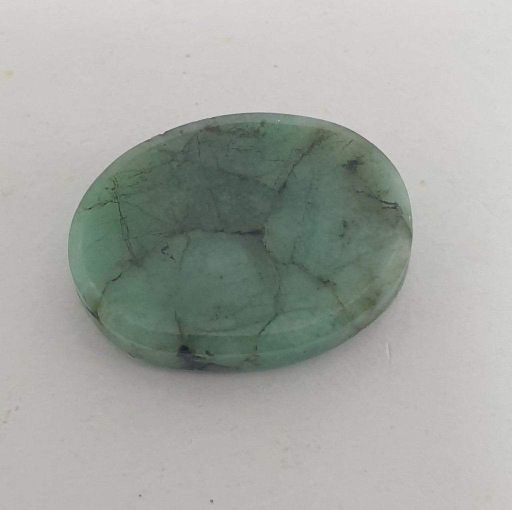 Rare Emerald Slice Flat Oval  Natural Cabochon  18x13.6x3.8mm.(9.5ct.).Natural From Brazil Mined