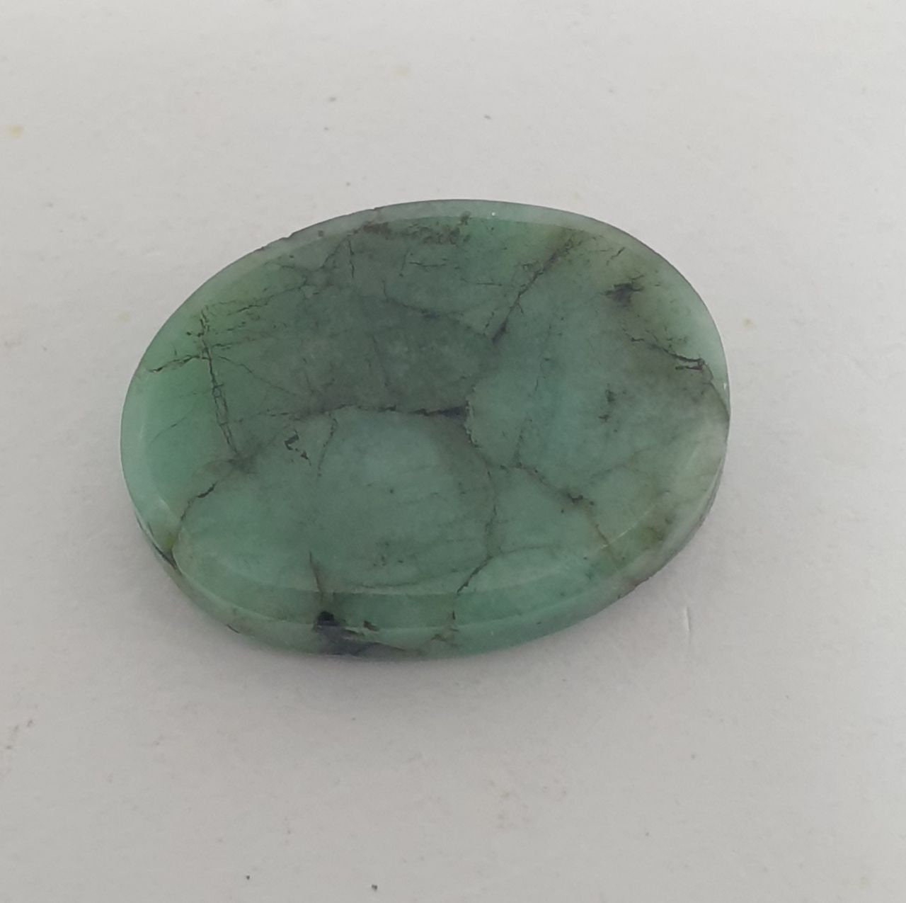 Rare Emerald Slice Flat Oval  Natural Cabochon  18x13.6x3.8mm.(9.5ct.).Natural From Brazil Mined