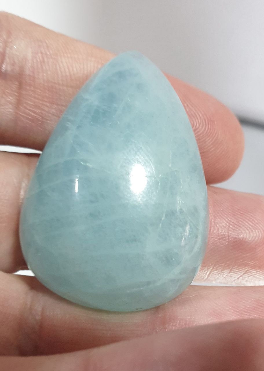 Huge Blue Great and Big Aquamarine 39xx23.25x11.7mm DopLong Cabochon. Aquamarine 125.66Cts Loose Gemstone Cabochon.