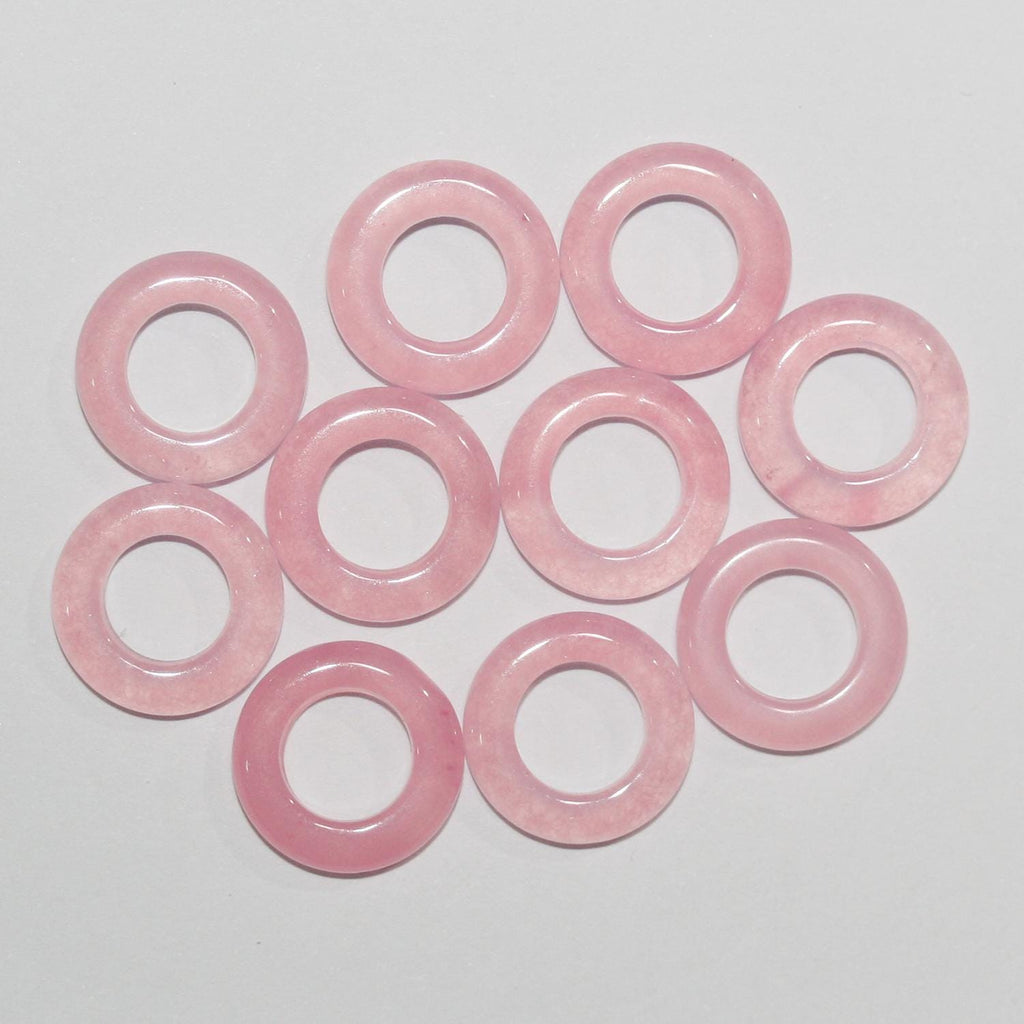 Colgante de aro liso de cuarzo rosa de 15 mm (10 piezas) HAD