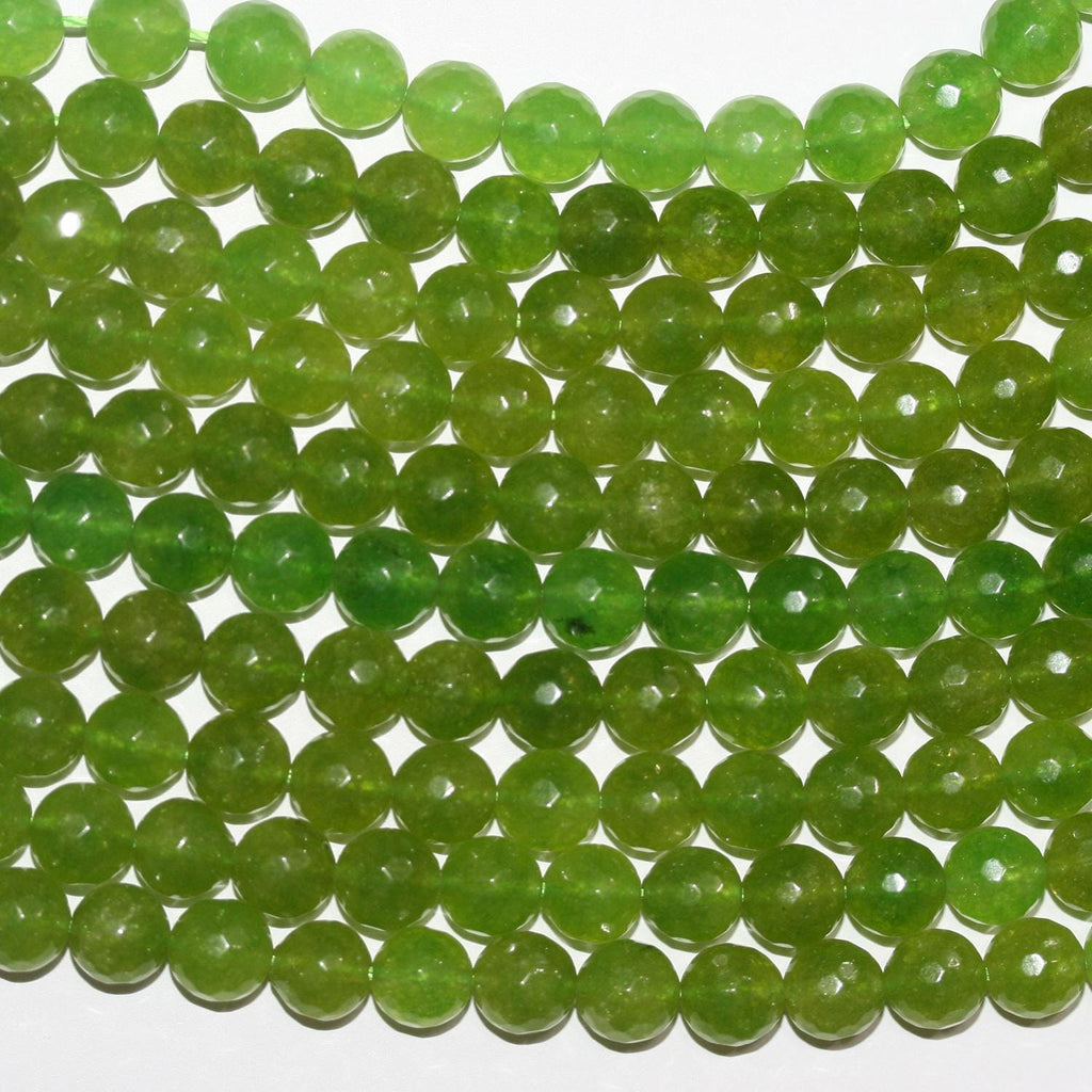 Perles rondes à facettes en quartz vert St de 40 cm (16 pouces), 6 mm de diamètre, longueur 40 cm (16 pouces).