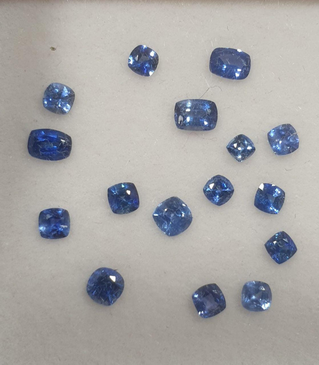 Lote de zafiros azules naturales AAA - Tamaños y formas variados, facetados, cuadrados y rectangulares - Paquetes de piedras preciosas - Piedras sueltas - Precio al por mayor
