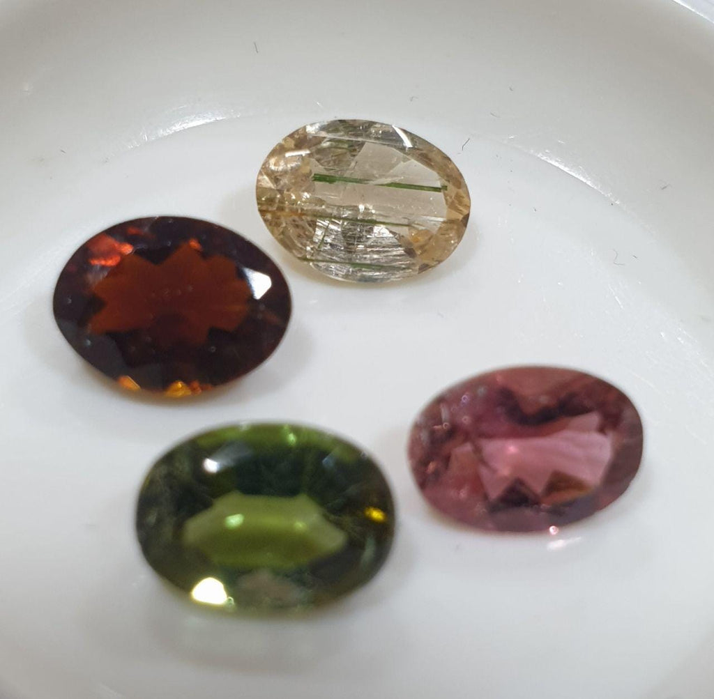 Lote de turmalina multicolor facetada ovalada de 8 x 6 mm (4 piezas) - Paquetes de piedras preciosas - Piedras sueltas precio al por mayor - Gemas naturales