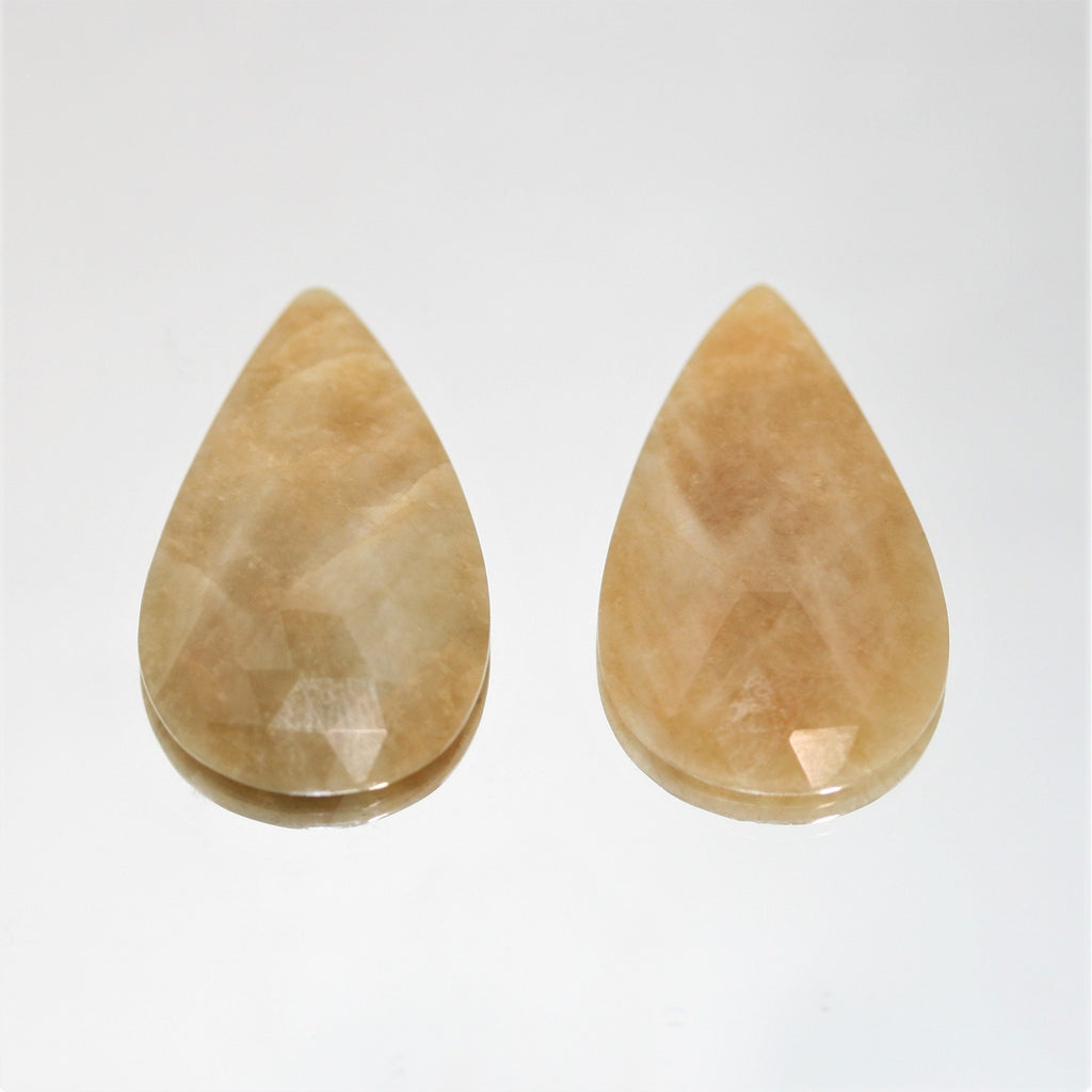 1 Pair Natural Untreated Sapphire 27.5x16.7mm. Cabochons Faceted Drop 22.92ct- Natural Gemstones Jewelry Supplier