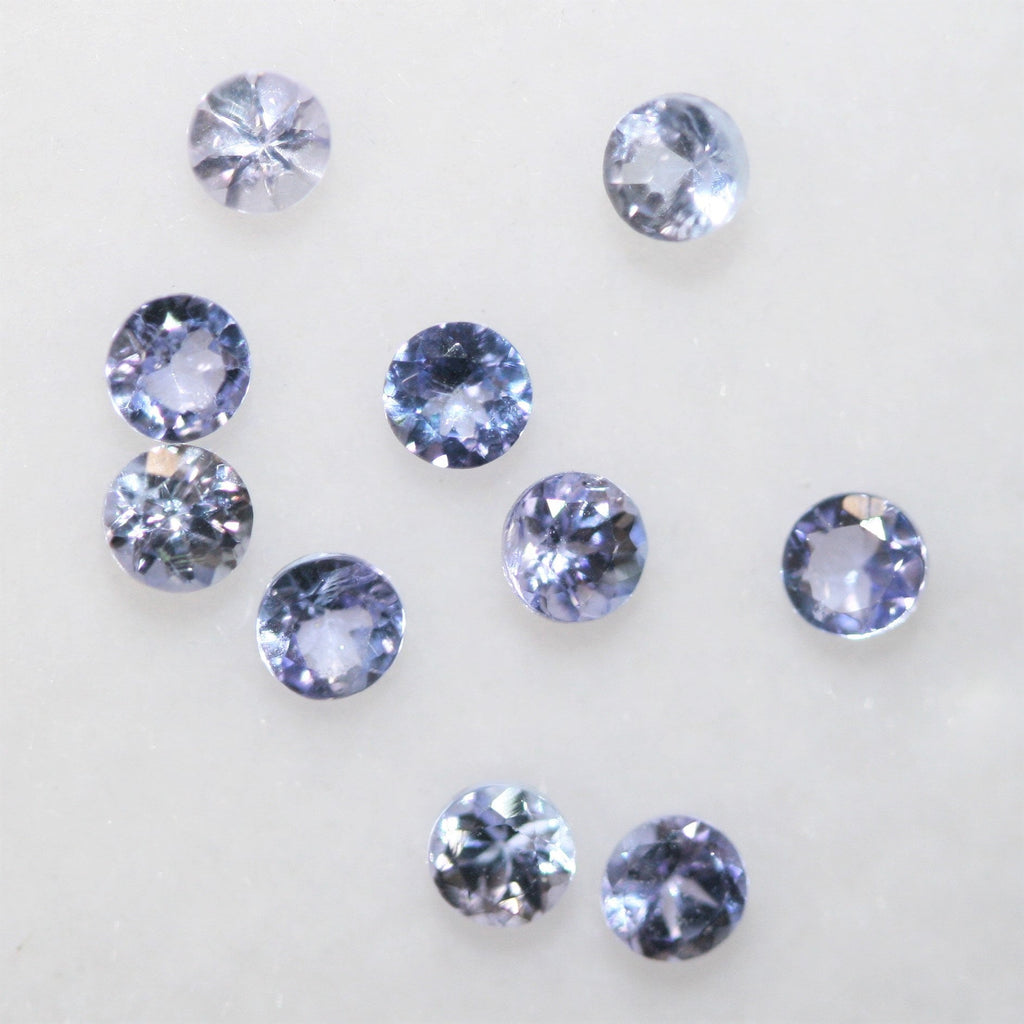 Lote de 10 tanzanitas redondas facetadas de 2,5 mm - Paquetes de piedras preciosas - Piedras sueltas al por mayor - Gemas naturales