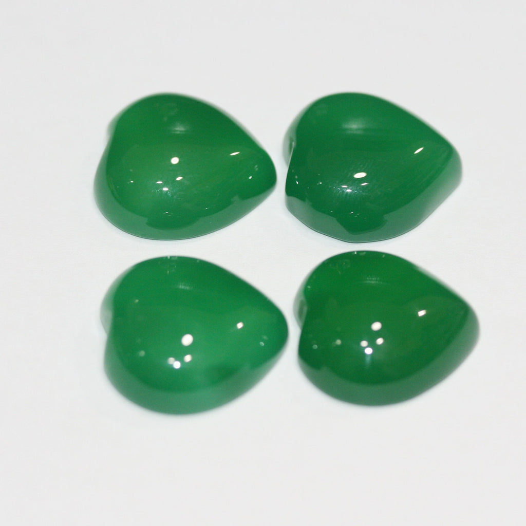 Lote de 4 cabujones de corazón de ágata verde de 20 mm. (4 piezas)