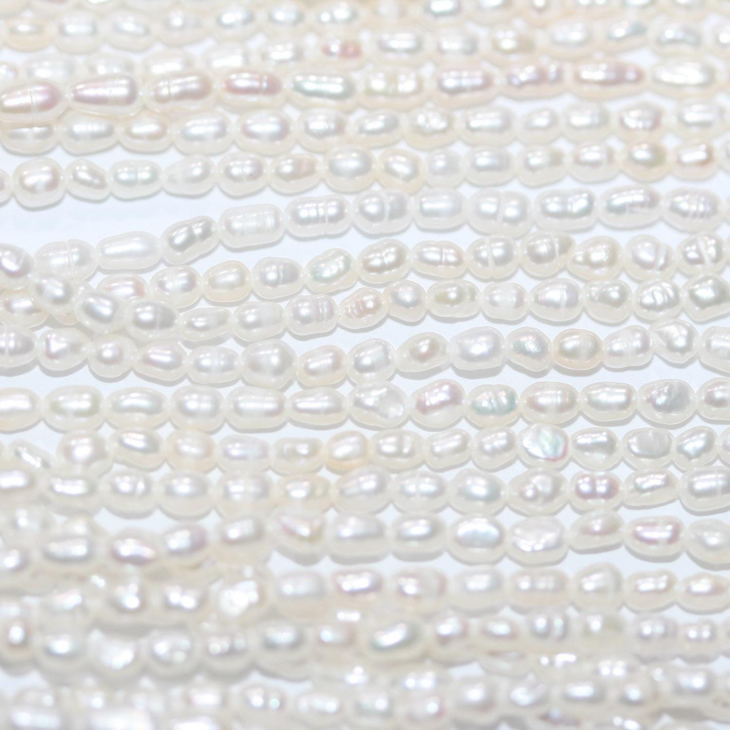 11" St Oval Pearl 3-3,5mm.-Strand 35cm. -Natural Pearls wholesale Prices
