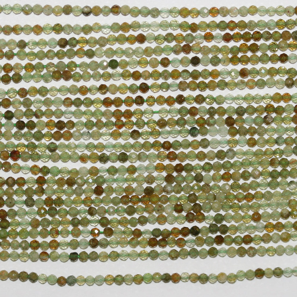 Collier de perles rondes à facettes en grenat grossulaire, 15 pouces, 2 mm, longueur 39 cm