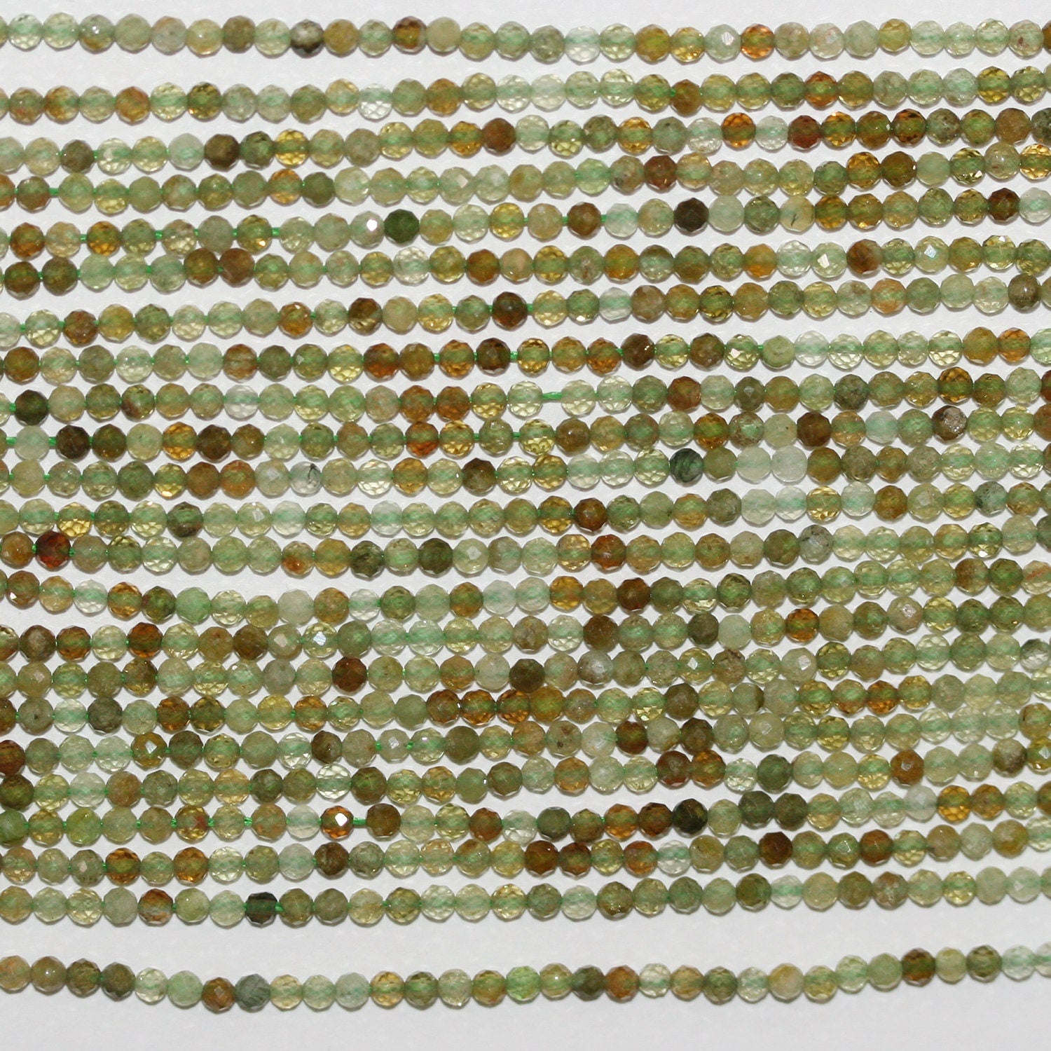 Collier de perles rondes à facettes en grenat grossulaire, 15 pouces, 2 mm, longueur 39 cm