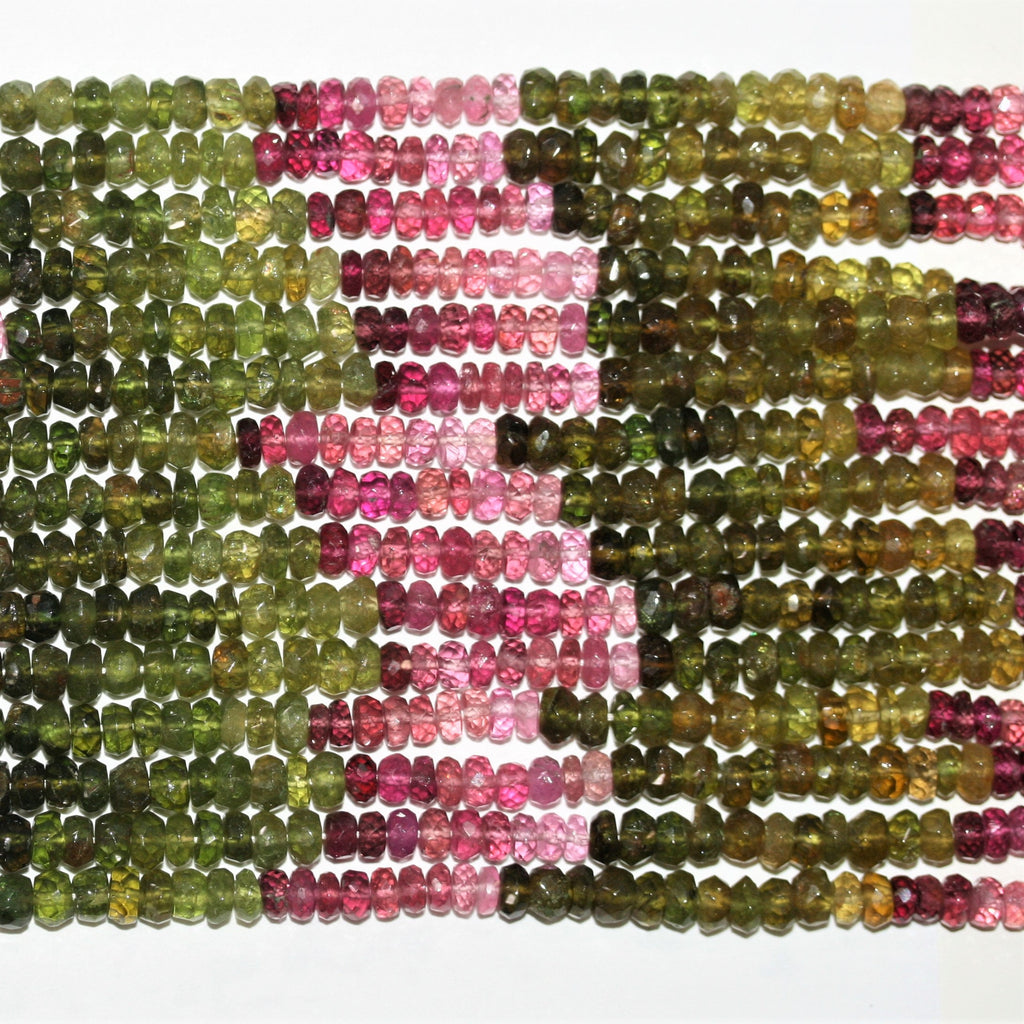 Perles rondelles à facettes en tourmaline St 14" 4x2mm.-Rig 37cm.