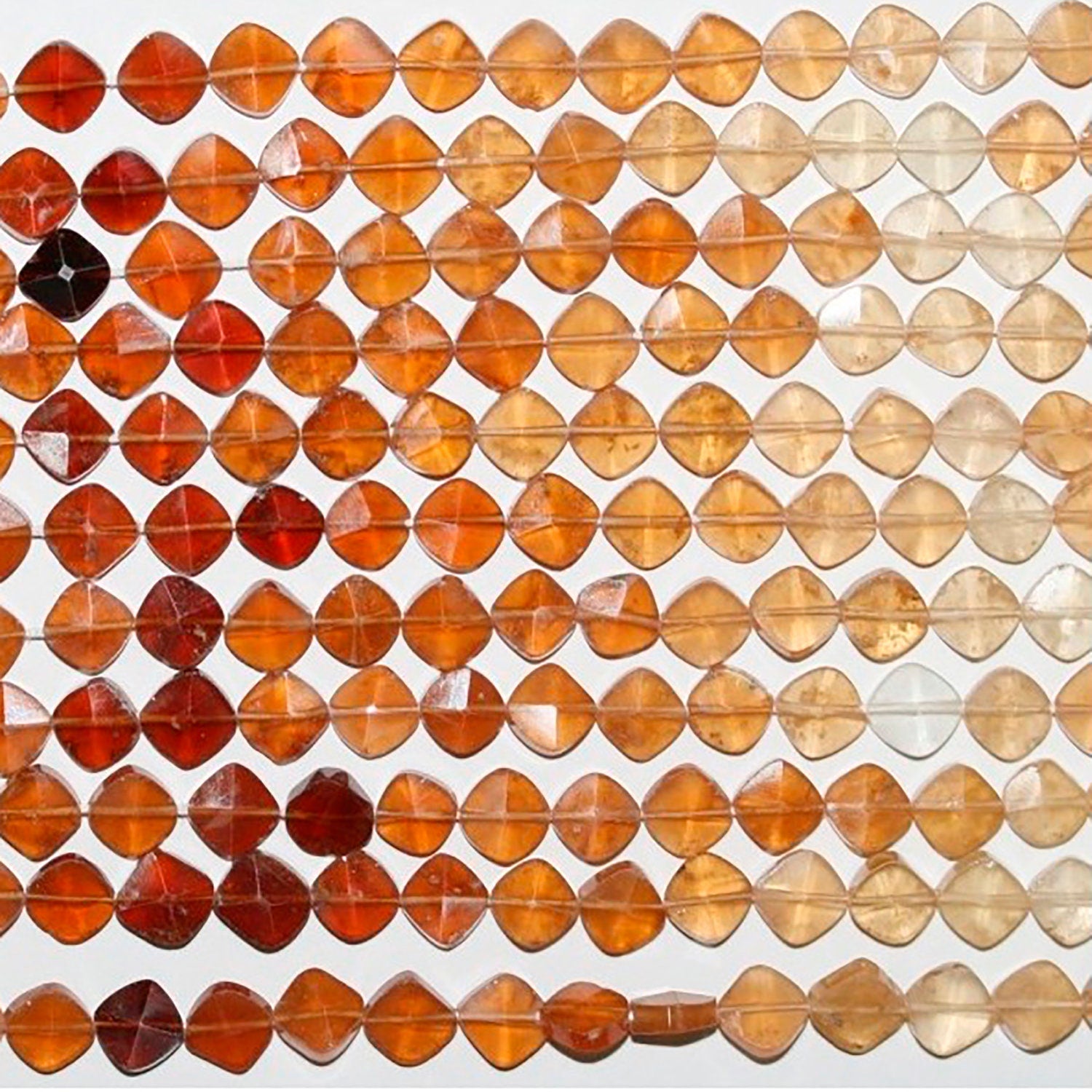 14" St Hessonite Garnet Faceted Diamond Beads 7mm.-Strand 38cm