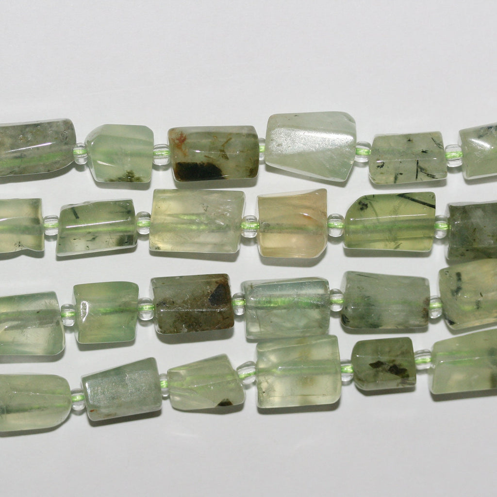 Cuentas tubulares lisas de prehnita de 40 cm (16"), 10-12 x 8 mm (aprox.), tira de 40 cm