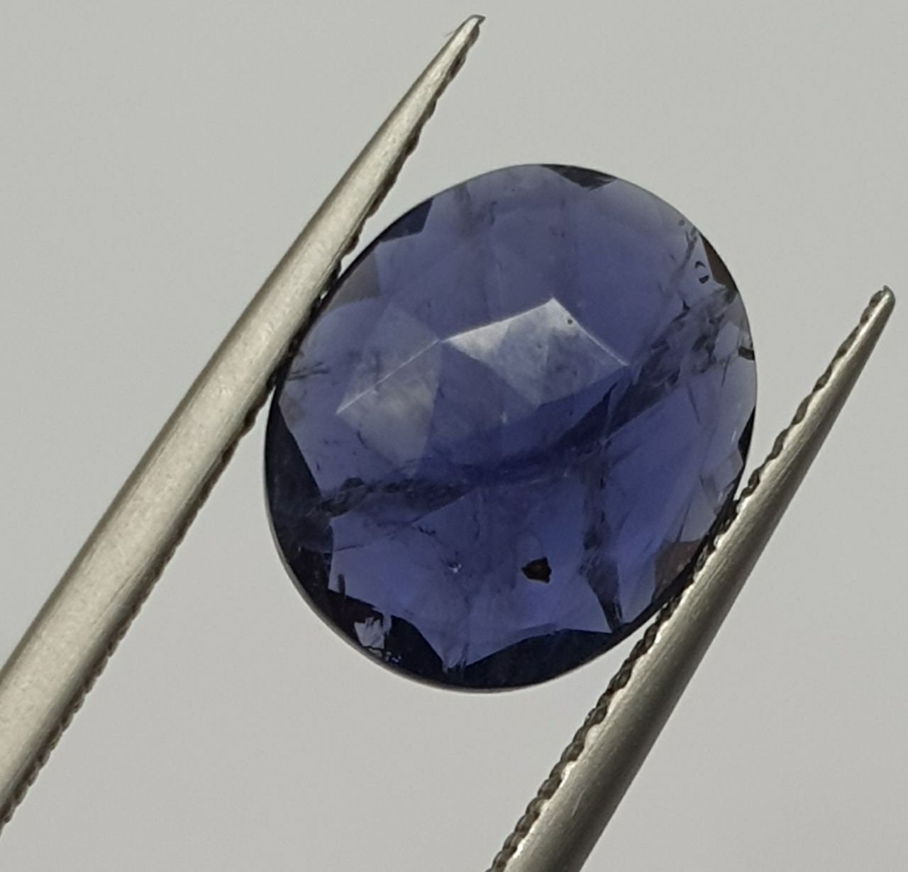 Iolite Cordierite Faceted  Cabochon Shape 9x11mm - Natural Untreated  Gemstone- Deep Blue Color
