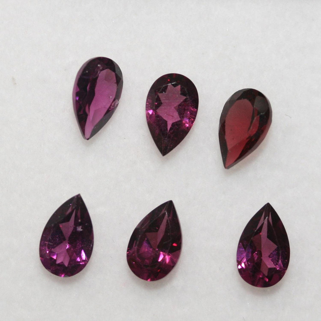 Lot de grenats rhodolites facettés en forme de goutte 8x5mm (6 pièces)