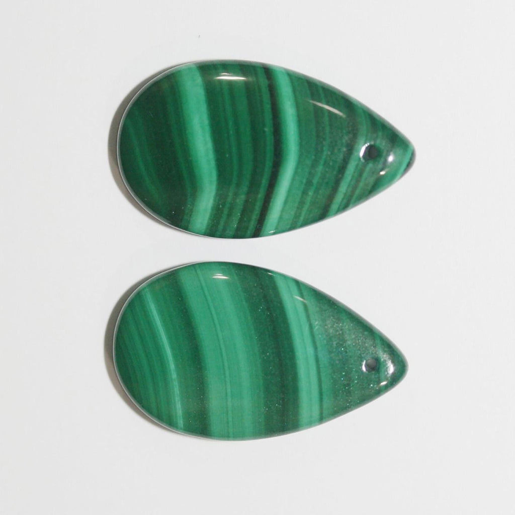 Colgante de gota lisa de malaquita (1 par) 25 x 15 mm