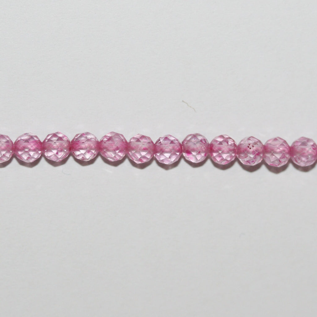 13" St Pink Topaz Faceted Round Beads 3.5mm.-Strand 33cm.