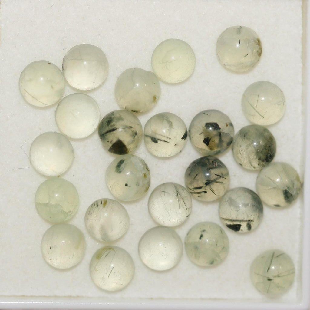 Lote de 24 cabujones redondos de prehnita de 5 mm (24 piezas)