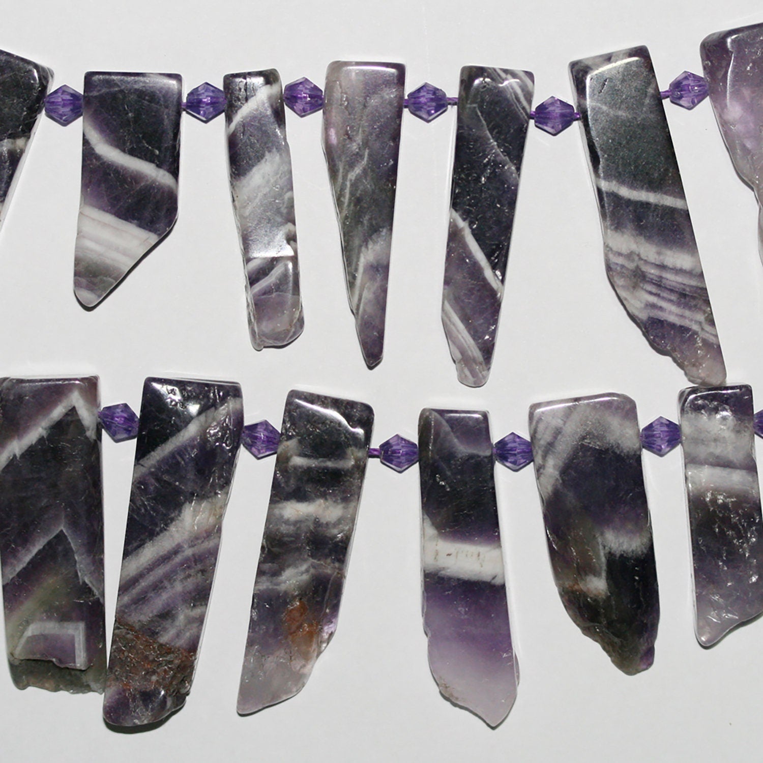 Cuentas de amatista de 40 cm, lisas y graduadas, de 25 a 50 mm (aprox. - Hilo de 40 cm)