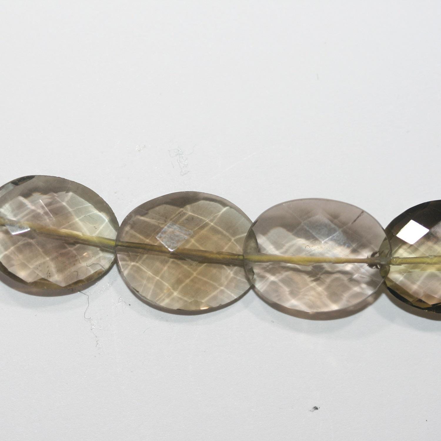 Perles ovales à facettes en quartz bio St de 9 pouces (16 x 12 mm) - Fil de 25 cm - Article n° 14941