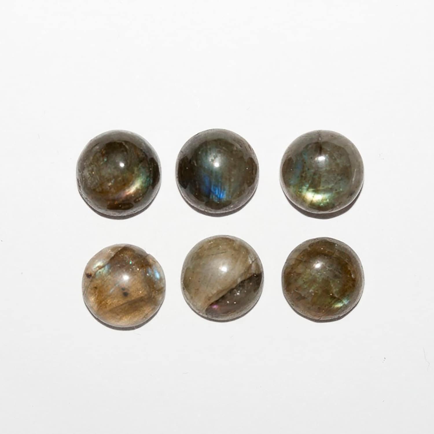 Lote de 6 cabujones redondos de labradorita de 9 mm (6 unidades)