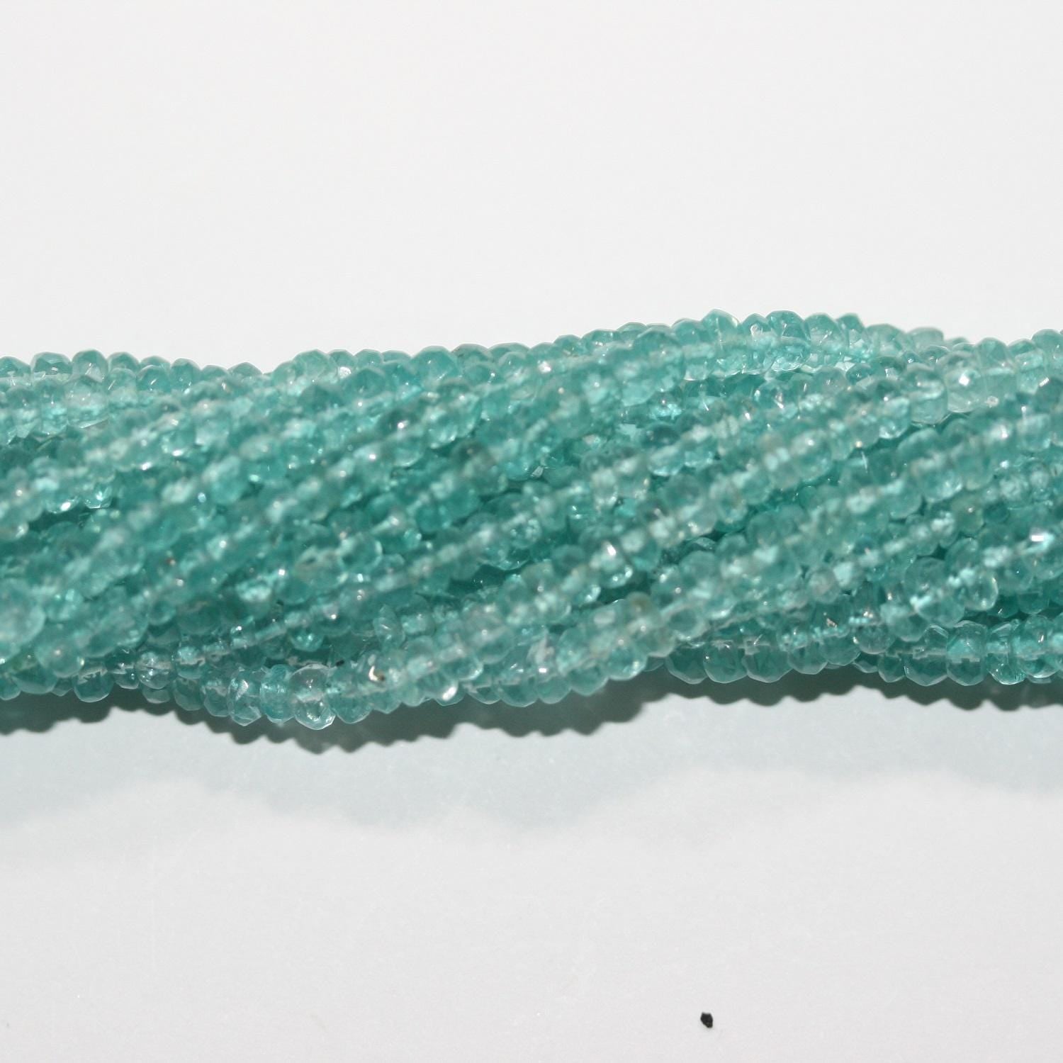 14" St Apatite Faceted Rondelle Beads 3-4x2mm.-Strand 35cm.-Item.8486