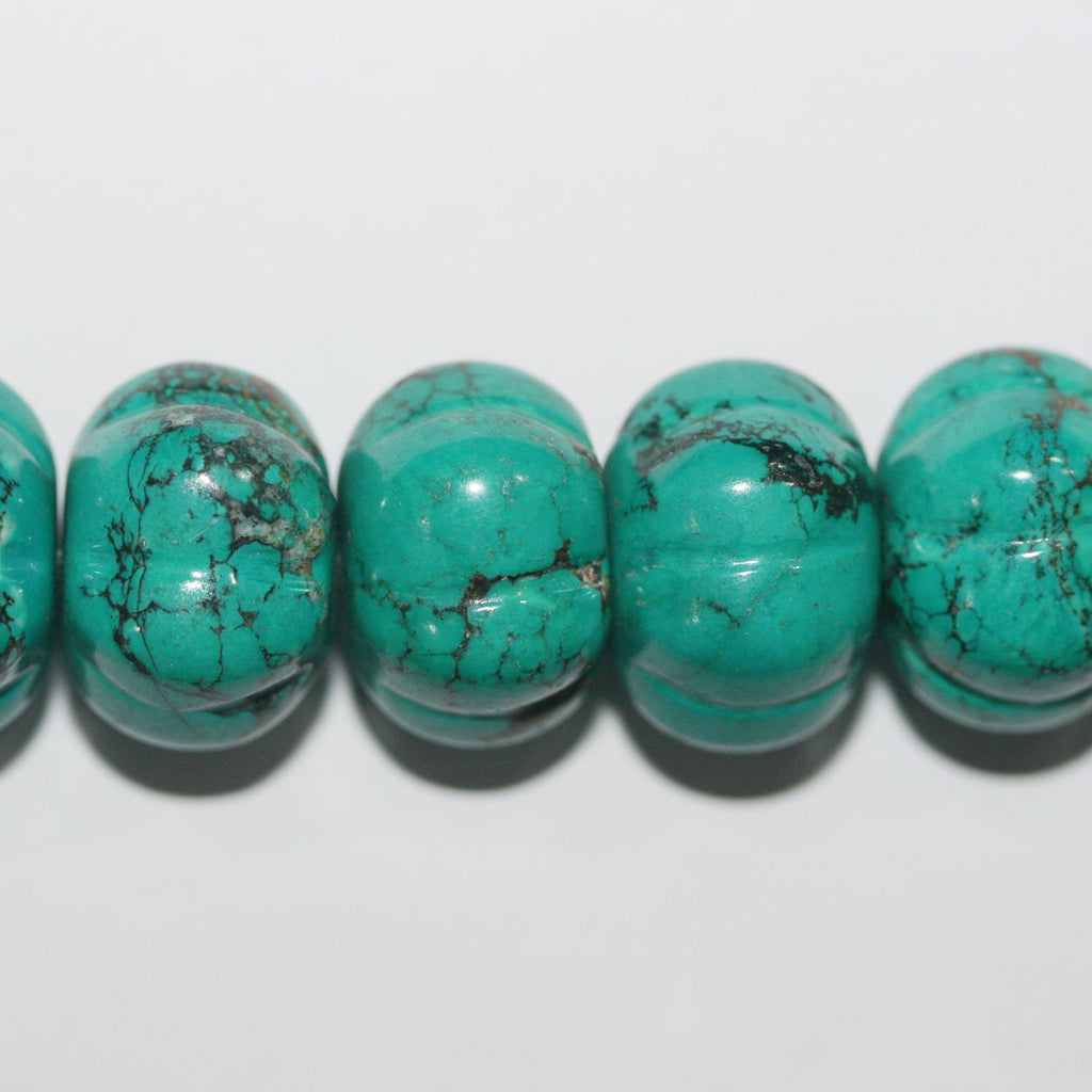 16" Cuentas redondas de calabaza turquesa St 20x14mm.-Hilo 40cm.