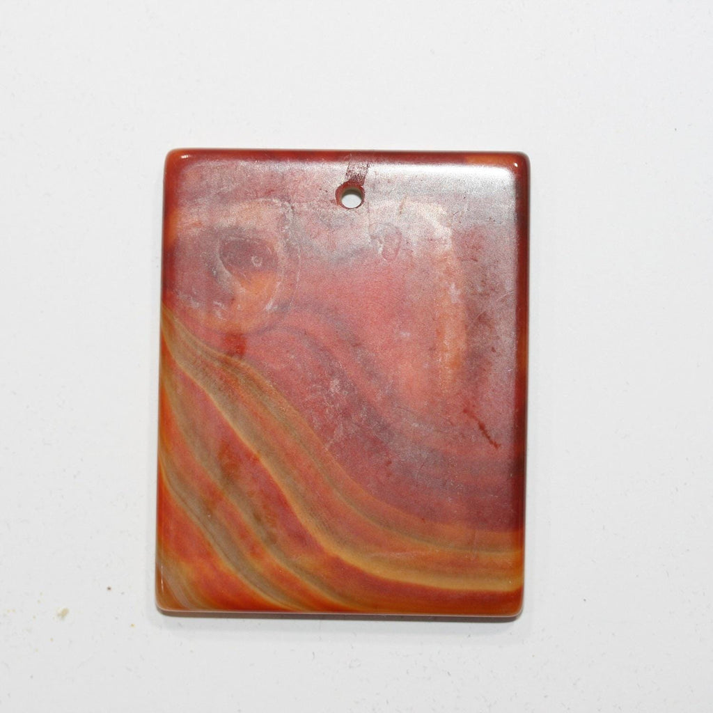 Pendentif en agate orange, forme rectangulaire lisse et plate, 50 x 40 mm. - Réf. 14812