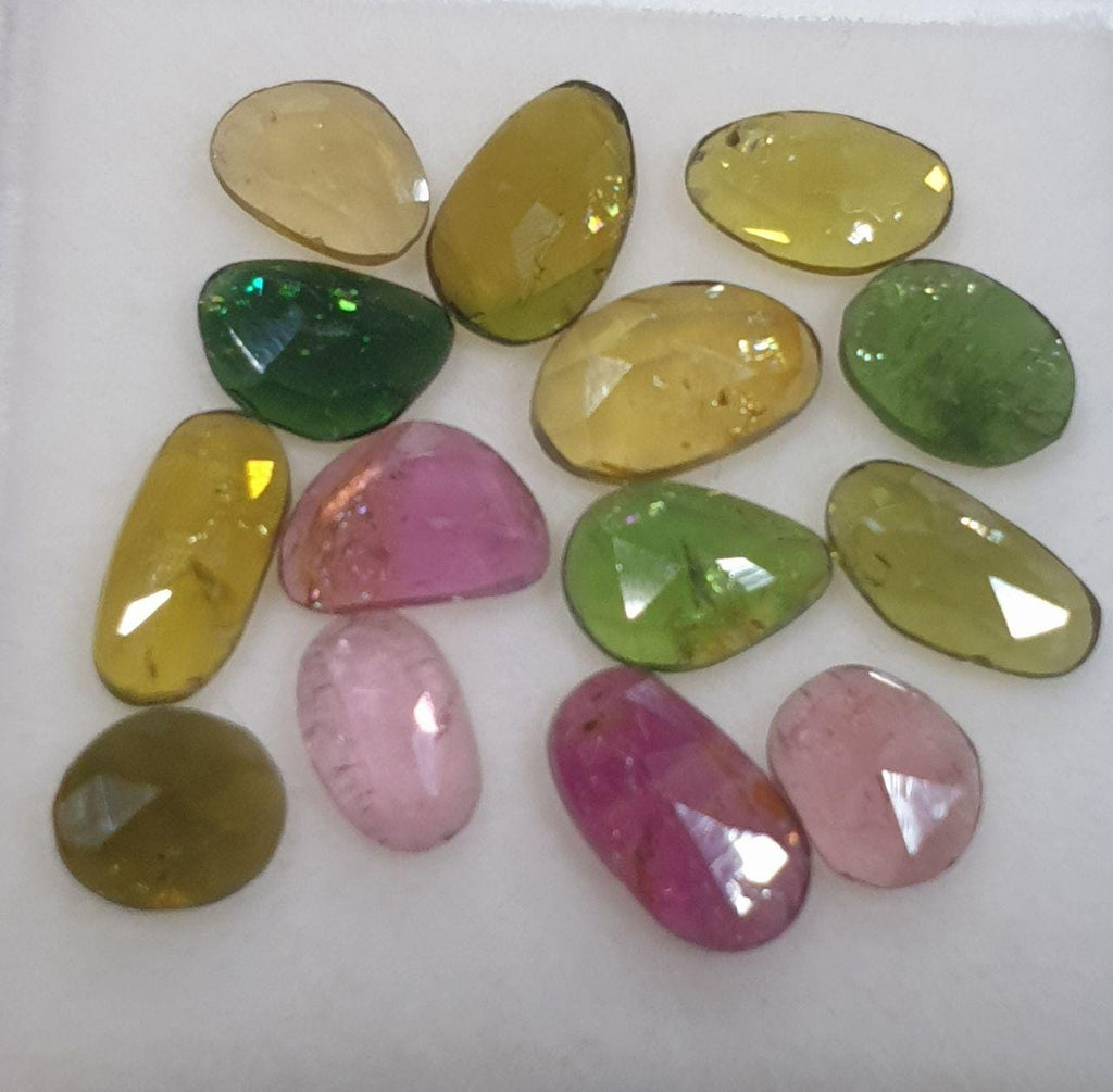 Gran lote de turmalina rosa y verde facetada en corte rosa - Piedras preciosas naturales sin tratar