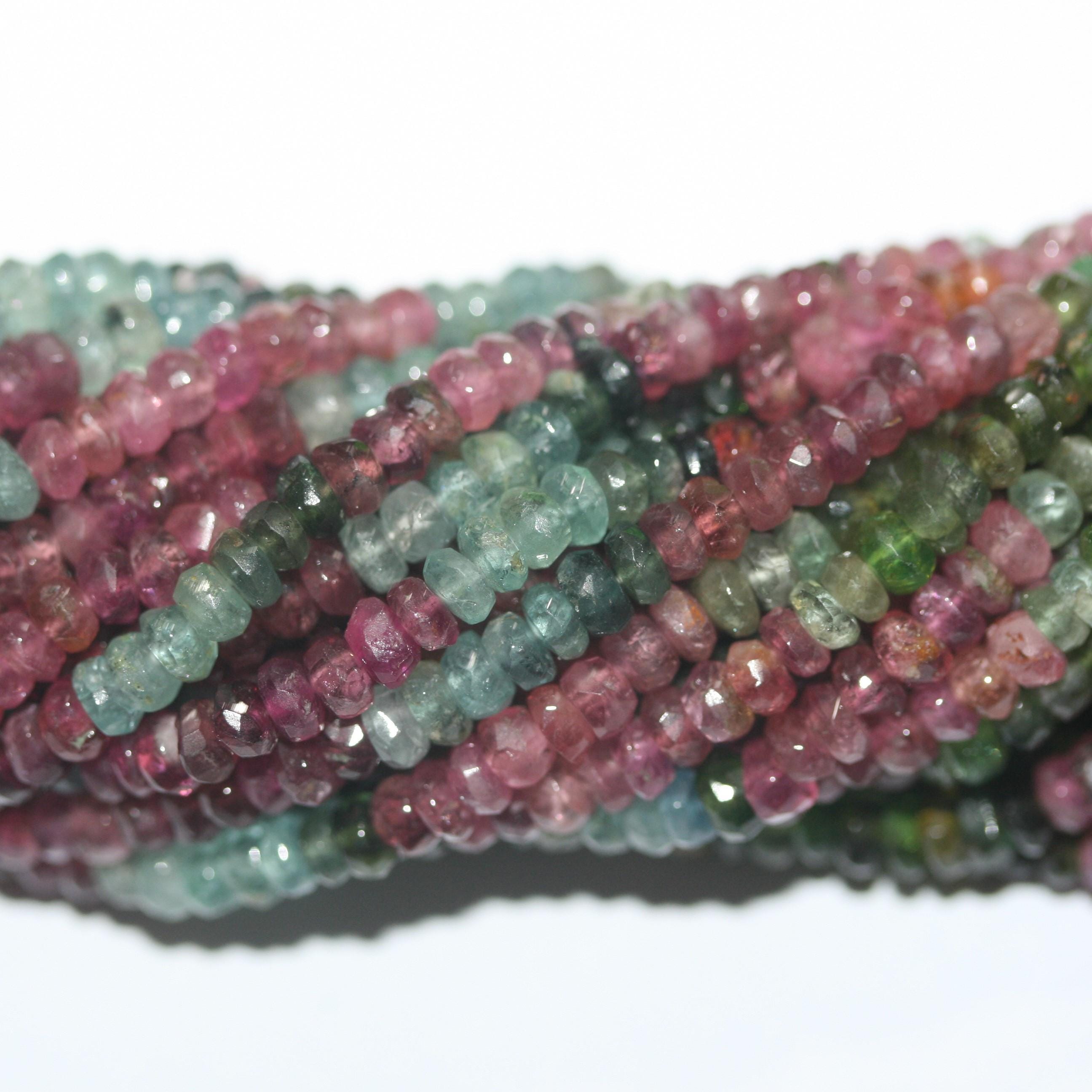 13" St Tourmaline Faceted Rondelle Beads 4x2mm. Approx. -Strand 35cm
