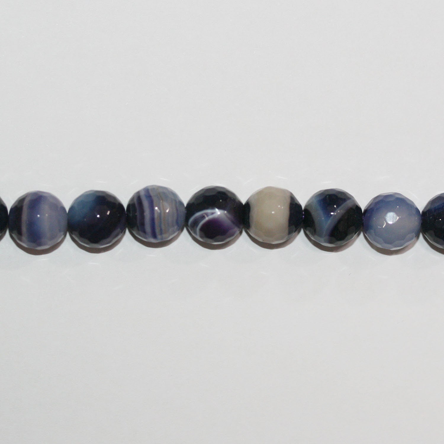 16 cuentas redondas facetadas de ágata con rayas moradas de 8 mm (tira de 40 cm)