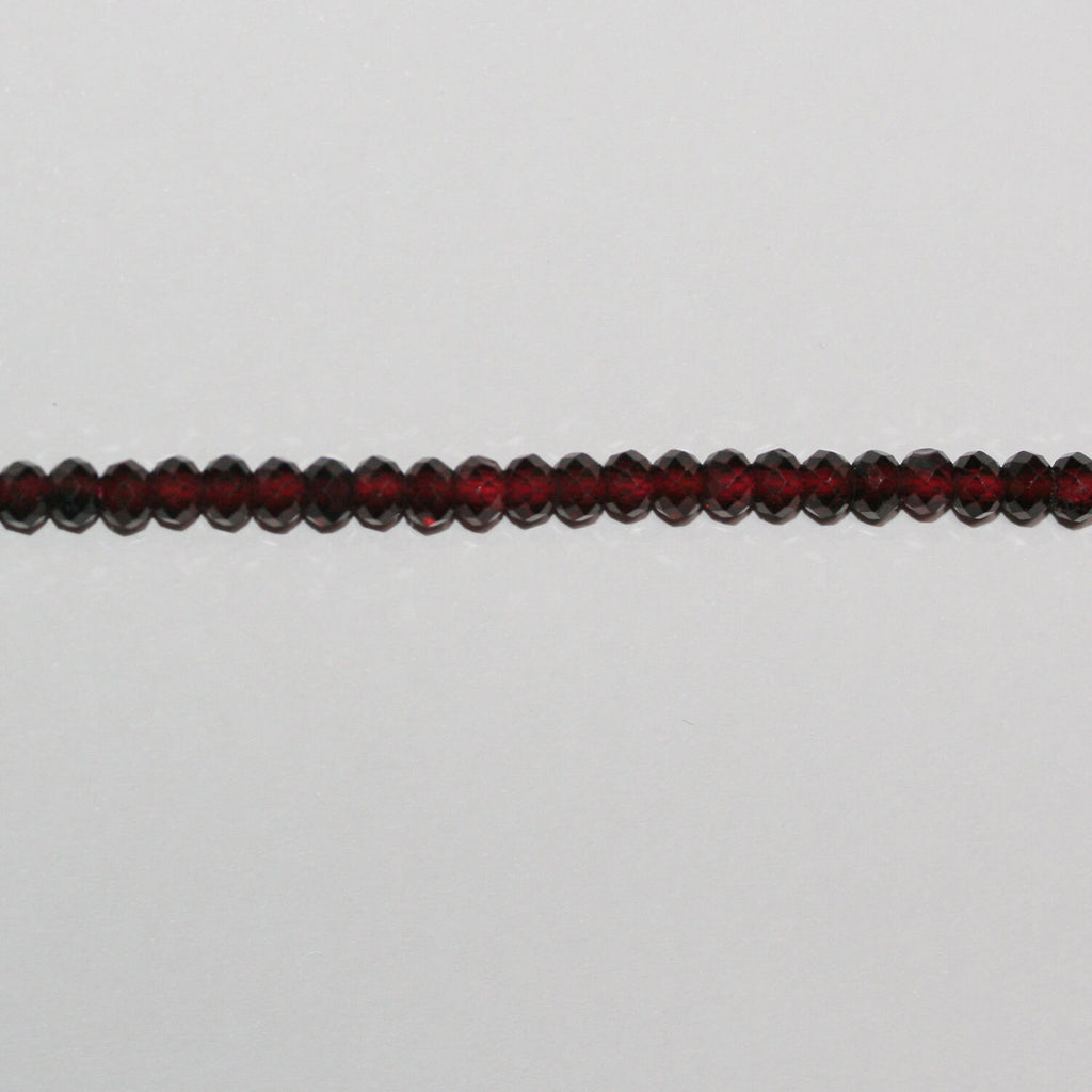 Perles rondelles à facettes en grenat de 15 pouces, 4 x 3 mm. - Fil de 39 cm.