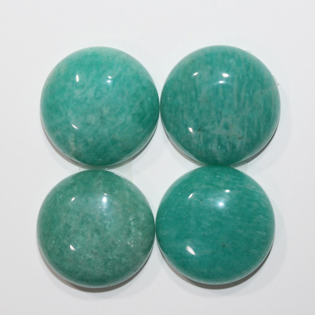 Lote de 4 cabujones redondos lisos de amazonita de 20 mm. (4 piezas)