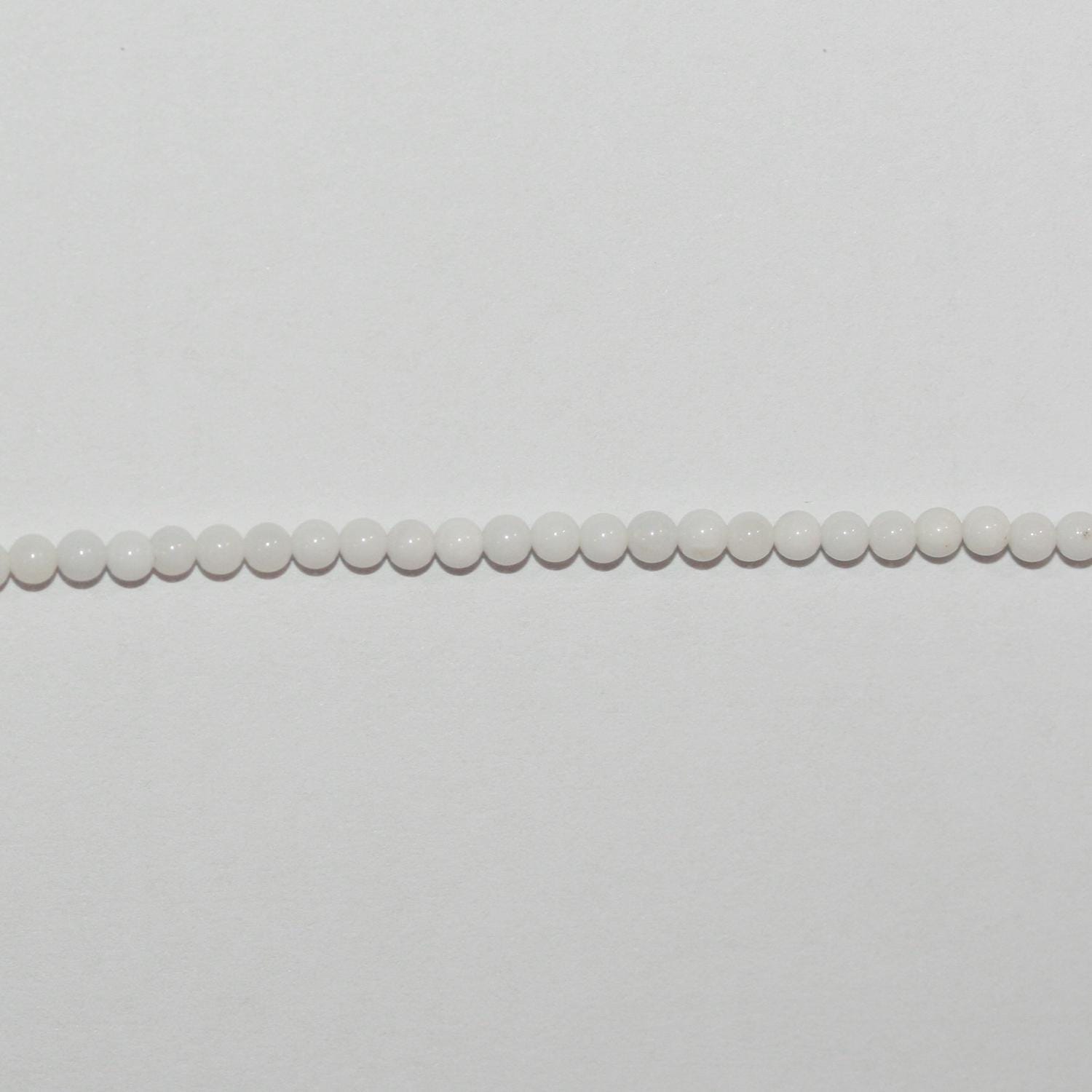 Perles rondes lisses en agate blanche St, 15 pouces, 2 mm - Fil de 39 cm