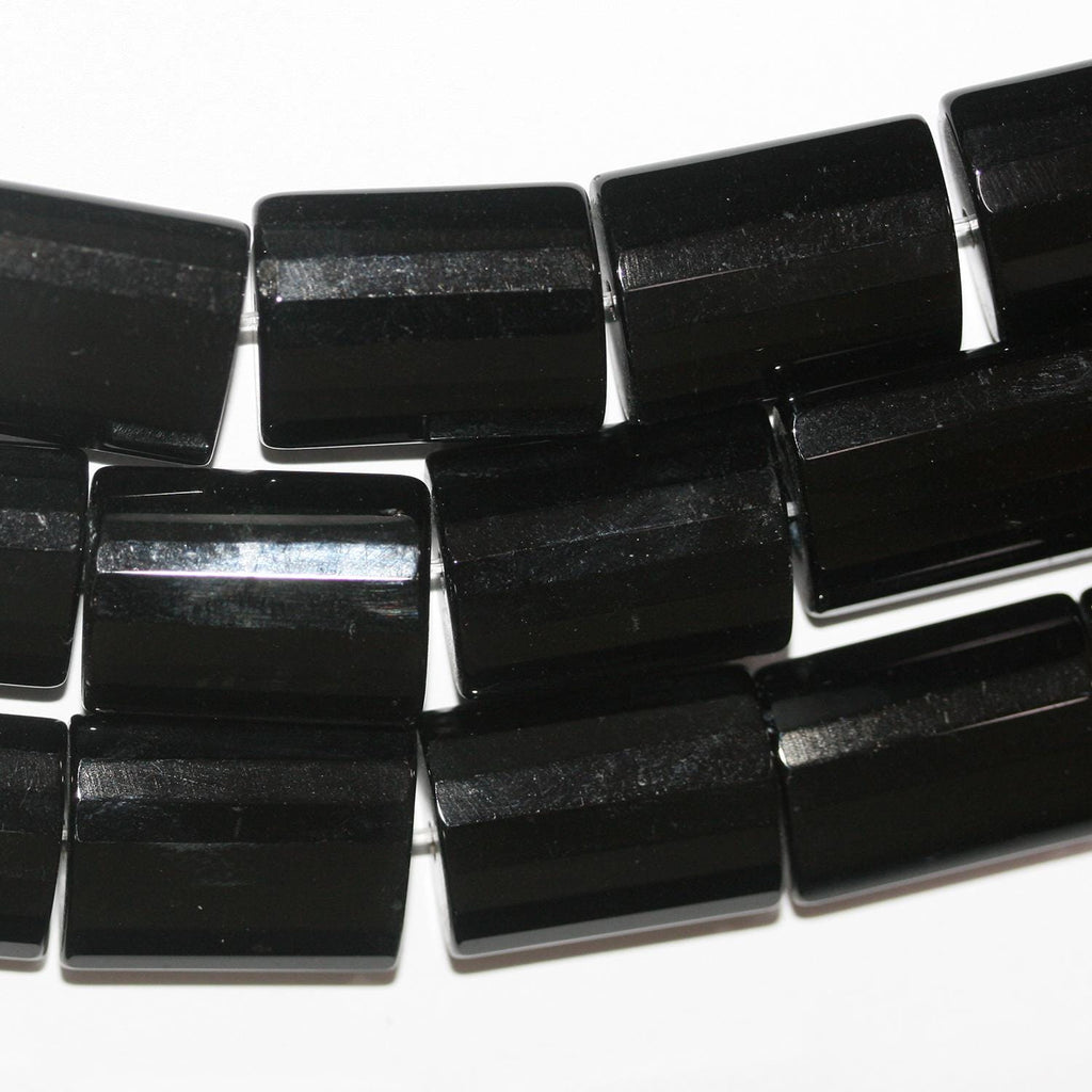 Cuentas de prisma de ladrillo facetado de ónix santo de 16" de 20 x 15 mm, tira de 40 cm.