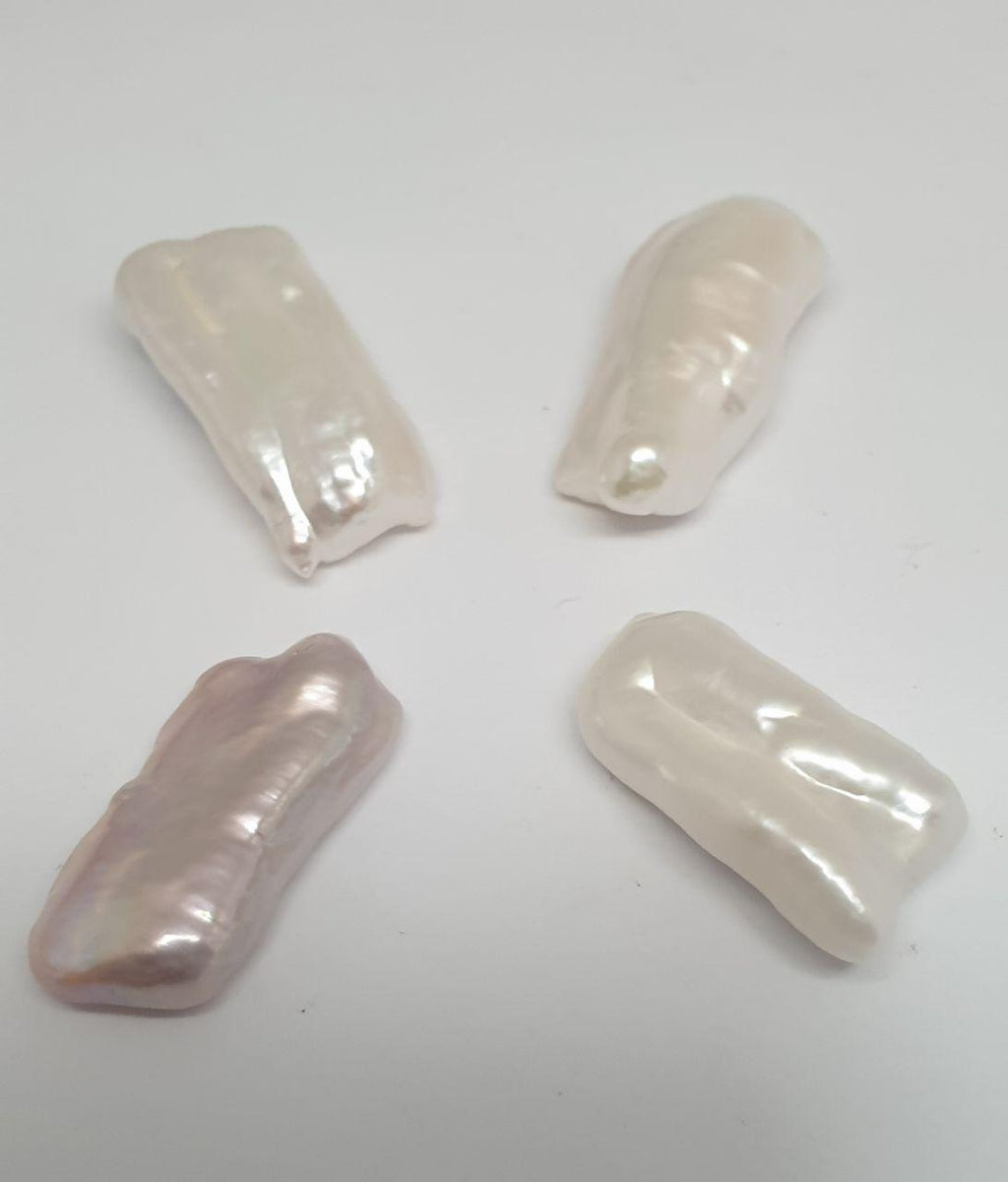 4 Pcs Lot Top Luster Undrilled Multicolor Freshwater Biwa Pearl 19-22mm.  -Natural Pearl - Pearl Earring- For Setting-Natural Pearl