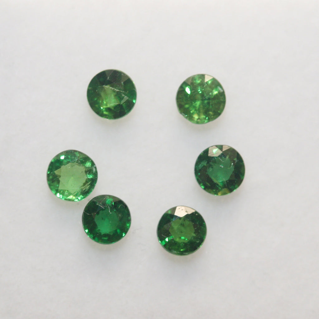 Turmalina cromada calibrada AAA, corte brillante redondo de 3-3,2 mm, lote de 6 piezas, turmalina verde - Gemas genuinas - Color natural sin tratar