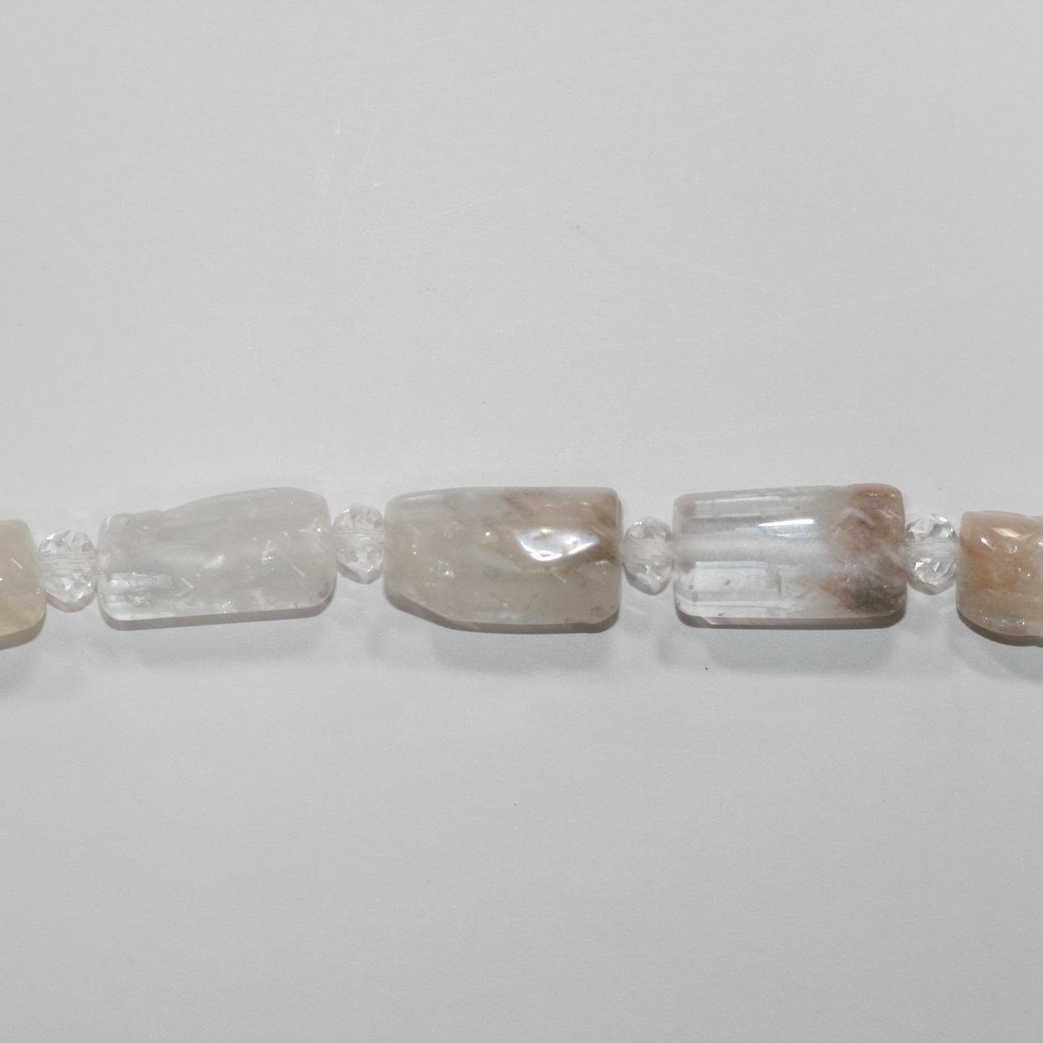 Cuentas tubulares facetadas de cuarzo cristal de roca de 16" (16 x 12 mm). Tira de 40 cm aprox.