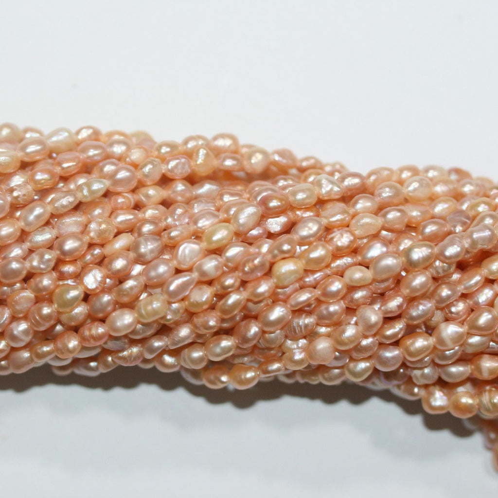 11" St Freshwater Salmon Baroque Pearl Beads 3-3.5mm.-Strand 34cm.-Item.14767 -Natural Pearls wholesale Prices