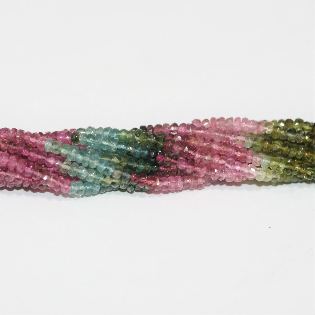 13" St Tourmaline Faceted Rondelle Beads 3x2mm.-Strand 33cm.