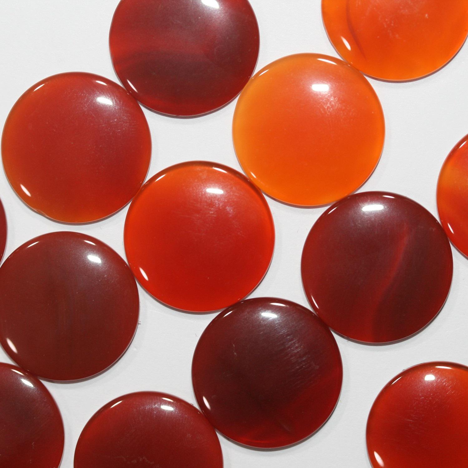 Lote de 4 cabujones redondos lisos de cornalina de 20 mm. (4 piezas)