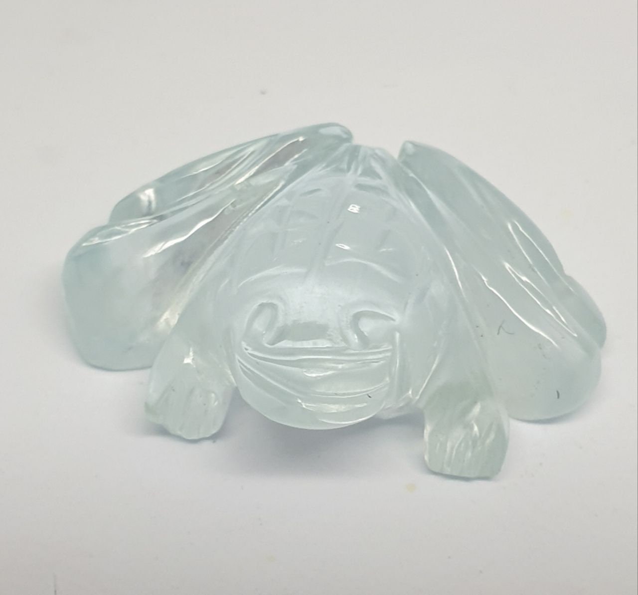 UNIQUE Carved Aquamarine Frog 24.4x18mm. One Of A kind Carving-Natural Stones-Healing Positive Power-One Of A Kind