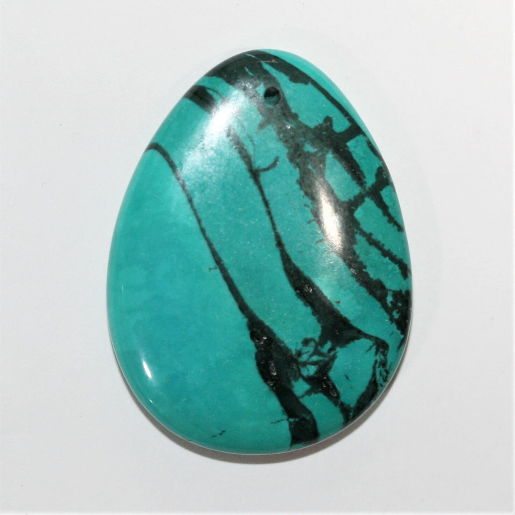 1 Pc Smooth Oval Turquoise Pendant 40x30mm. approx. - 1 Piece