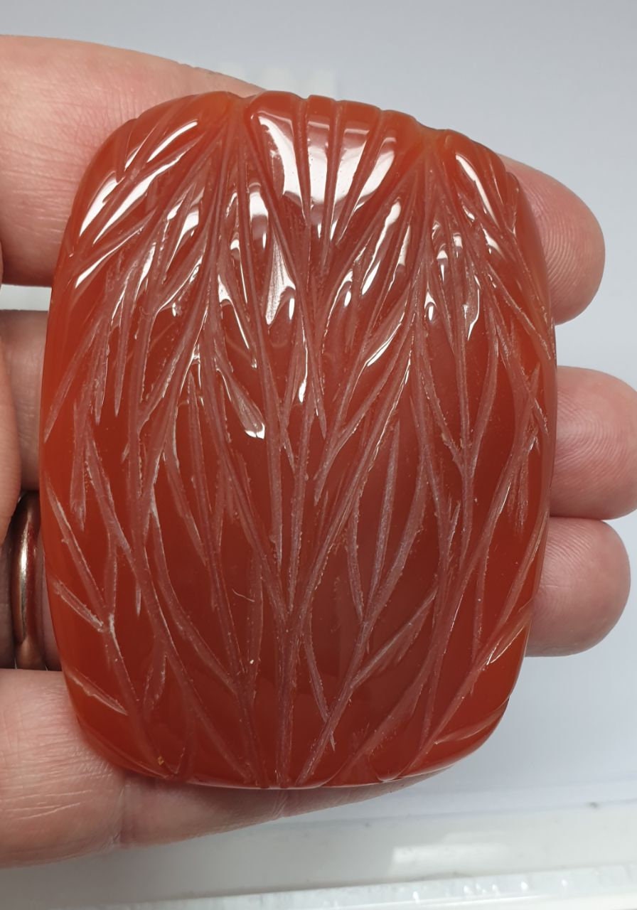 Handcrafted 202.85 ct Huge Carved In Carnelian Agate  Big Cabochon - Gemstone Carving- Unique Piece  62x45mm- One Of A kind Pendant