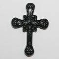 Pendentif croix sculptée en obsidienne 53x38mm
